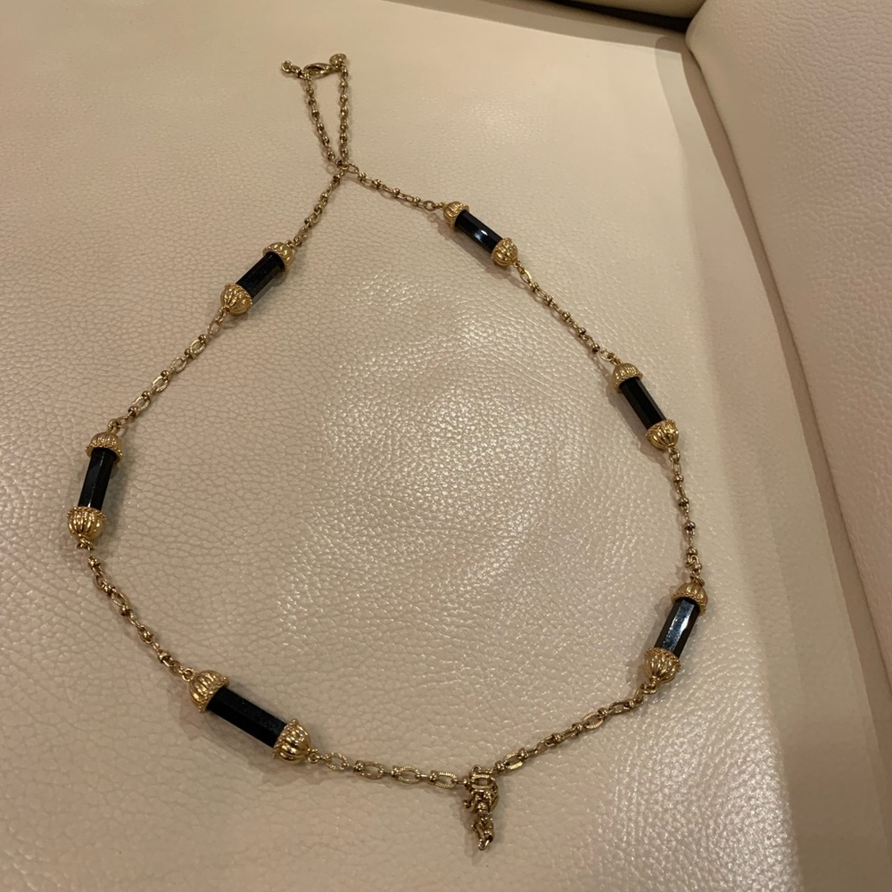 C Wonder Authentic Black & Gold Chain Necklace